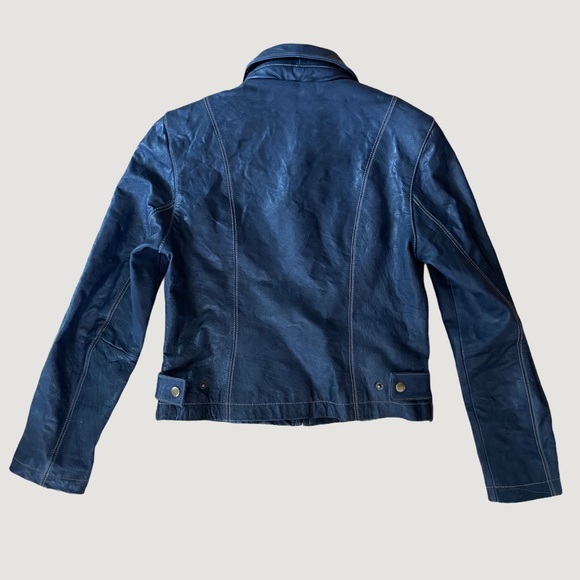 Navy Blue Wilson's Leather zip up leather jacket - Picture 4 of 5